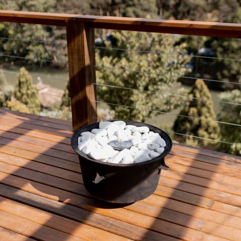 Tabletop fire pit with s'mores kit