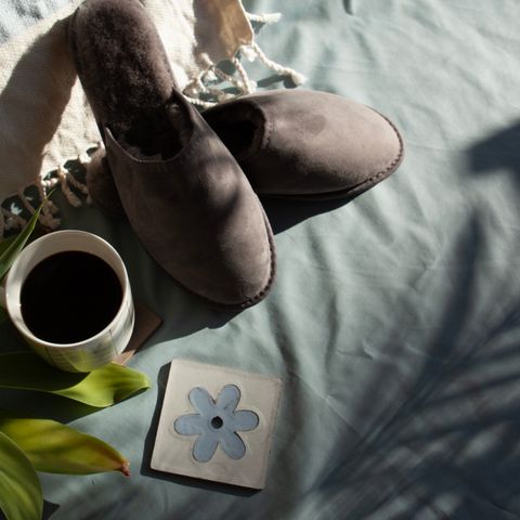 Shearling-lined slippers