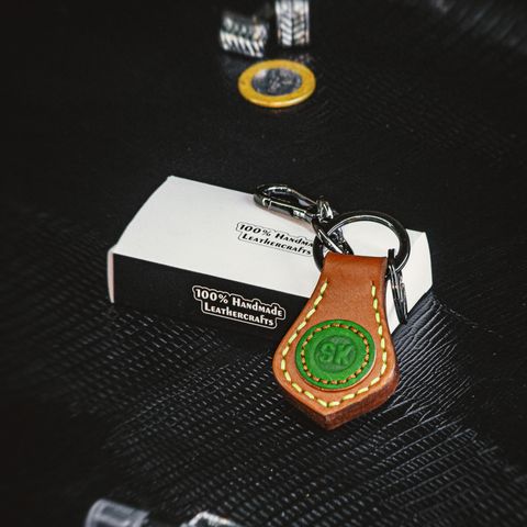 Engraved leather keychain
