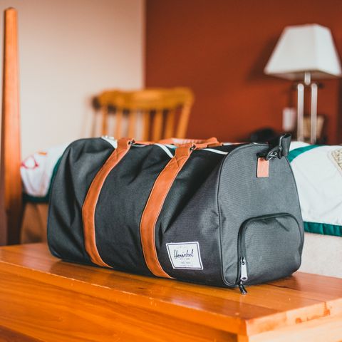 Leather weekender bag