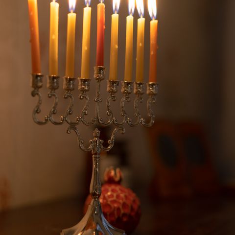 Modern brass menorah